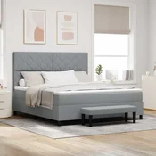 vidaXL vidaXL Svetlo siva škatlasta postelja z vzmetnico in klopjo 180x200 cm Tkanina, (22083131)