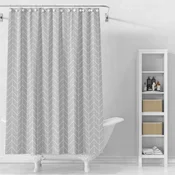 AQUALINE Geometrijska Siva Vinilna Prha Zavesa 180x180 cm - Vodoodporna