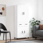 vidaXL Visoka omara bela 69,5x34x180 cm inženirski les