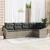 Sjedeća garnitura za vrt 5 kom. Svijetlo siva poliratan Svjetlosiva 233,5 x 123,5 x 85 cm