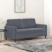 vidaXL Dvosed temno siv 140 cm žamet