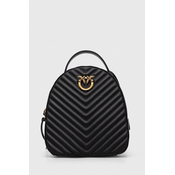 Kožni ruksak Pinko za žene, boja: crna, mali, s aplikacijom