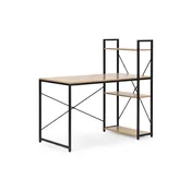 Radni stol s policom LOFTY 120x60 cm, crni / dekor hrasta