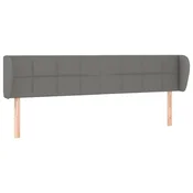 Vidaxl Vzglavje z ušesi temno sivo 183x23x78/88 cm blago