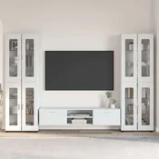 vidaXL Komplet TV omaric s predalom Visok sijaj bela Konstruiran les