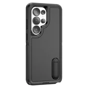 AVIZAR Ovitek za Galaxy S26 Ultra tri-materialni ojačani z vgrajenim stojalom, Črna, (5000275003)