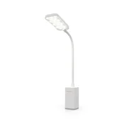 Nedis LTLR10WT - LED stolna lampa s kopcom, dodirno prigušivanje, punjiva, LED/5W/1200 mAh, bijela