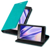 Cadorabo Cadorabo Ohišje, združljivo z Sony Xperia Z5 v bencinsko turkizna - Zaščitni ovitek z magnetnim zapiranjem, stoječo funkcijo in režo za kartice, (20549032)