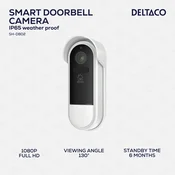 DELTACO SMART HOME WiFi Zvono za vrata s kamerom, 2MP, PIR, IP65 certifikat, IR 5m, microSD BIJELO