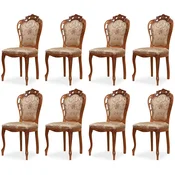 Casa Padrino luxury baroque dining chair set of 8 with elegant pattern gold/multicolored/brown - Baroque style kitchen chairs - Magnificent luxury dining room furniture in baroque style