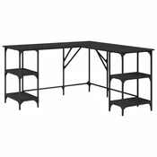Vidaxl Pisalna miza črna 139x139x75 cm inženirski les