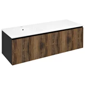 LOREA omarica z umivalnikom 141x46x51,5 cm (70+70 cm), leva, hrast collingwood/črna mat - Rjava - 141x46x51,5 cm - Sapho - LOREA - 24 - MDF/laminat - 1410 - 460 - 515 - 14