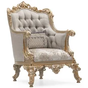 Casa Padrino luxury baroque living room armchair silver/gray/gold - Handmade baroque style armchair with decorative pillow - Luxury living room furniture in baroque style - Baroque furniture