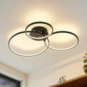 Lindby LED stropna svetilka Rayk, črna, kovinska, 77 cm, z možnostjo zatemnitve - Dnevna soba/jedilnica - Sodobni - črna mat barva - Aluminij