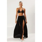 Trendyol Black Maxi Knitted Slit Beach Skirt