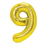 Folijski balon številka 9 zlata barva 40 cm