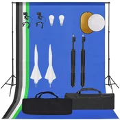 Vidaxl Komplet za foto studio z lučmi, ozadjem in odbojnikom