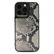 Ovitek Kajsa Glamorous Collection iz pravega usnja s kačjim vzorcem za iPhone 15 Pro - bež