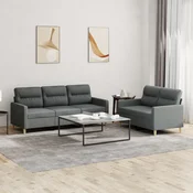2-dijelni set sofa s jastucima tamnosivi od tkanine