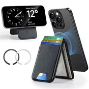 Magnetna denarnica in stojalo ESR Classic Magnetic z magnetnim obročem in tremi režami za kartice - black