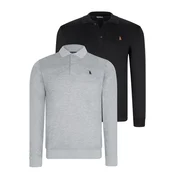 DOUBLE SET V4007 DEWBERRY MENS SWEATSHIRT-BLACK-GREY