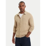 HUGO Pletena jopica San Jordan 50553663 Temno bež Regular Fit