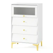 COSTWAY Kredenca s 3 predali Bela, (5000007201)