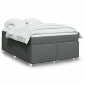 Vidaxl Box spring posteljni z vzmetnico temno siv 140x190 cm blago