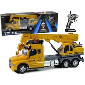 RC tovornjak z dvigalom LEAN TOYS Rumena s svetlobnimi in zvočnimi efekti
