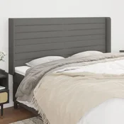 Vidaxl vidaXL Vzglavnik s krilci temno siv 163x16x118/128 cm blago