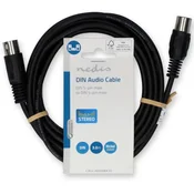 CAGL20000BK30 DIN Audio Kabl, DIN 5-Pin Muski, DIN 5-Pin Muski, Niklovan, 3.00 m, Okrugli, PVC, Crni