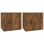MAISON CHIC Dvo delni komplet Nočne omarice - Nočne mize dimljeni hrast 50x39x47 cm, (21688105)