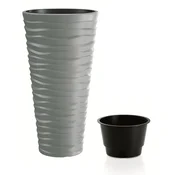 Prosperplast Visok cvetlični lonec Prosperplast SAND SLIM 29,6 cm, siv kamniti videz, 22 l
