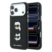 Karl Lagerfeld PU Semi Wrap Saffiano K&CH Heads zadnji ovitek za iPhone 18 Pro Max, črn