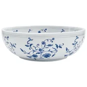 Vidaxl Nadpultni umivalnik bel in moder okrogel ?41x14 cm keramika
