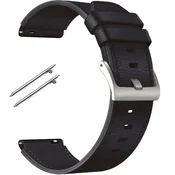 GS Univerzalni usnjen pašček 22 mm, zrnata tekstura, črne barve