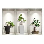 Set s 3 zidne 3D samoljepljive naljepnice Ambiance Bonsai Plants