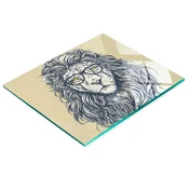 shumee Trpežna in elegantna steklena kuhinjska deska z vzorcem hipster leva 60x52 cm