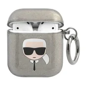 Ovitek Karl Lagerfeld Glitter Karls Head za AirPods 1/2 - črn