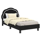 Vidaxl Otroški posteljni okvir z vznožjem Črna 80 x 160 cm Žamet