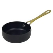 Kozica za serviranje, črna z zlatim ročajem, 32 mm, premer: 90 mm