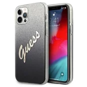 Guess Etui Guess Glitter Gradient Script za iPhone 12 Pro Max - črno