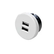 Hera Dvojna vtičnica USB, okrogla, bela - Plastika