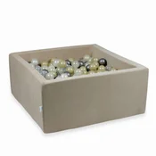 Mi Suhi bazen 90x90x40cm Baršunasto mekani bež s 400 kuglica: svijetlo zlatna, opalescentna, biserna, prozirna, srebrna