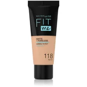 Maybelline Fit Me! Matte+Poreless matirajoči tekoči puder za normalno in mastno kožo odtenek 118 Nude 30 ml