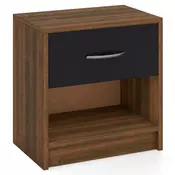 Northix Nočna omarica s predalom, mala stranska mizica z odprtim predelkom, 38,5 x 28 x 40,5 cm, rjava + črna