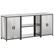 Vidaxl Kuhinjski set za shranjevanje 3 pcs Srebrna 210 x 50 x 92 cm
