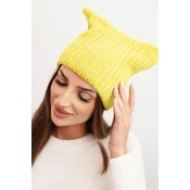 Kesi Womens winter hat with wool in a cat style made of ribbed knit K419 kiwi