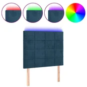 Vidaxl LED posteljno vzglavje temno modro 90x5x118/128 cm žamet
