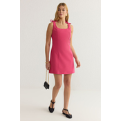 Trendyol Fuchsia Plain Bow Mini Woven Dress